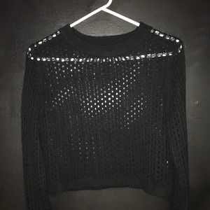 Crochet long sleeve crop top